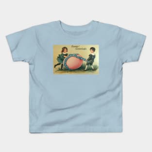 Easter Greetings, vintage antique postcard with Easter egg Kids T-Shirt